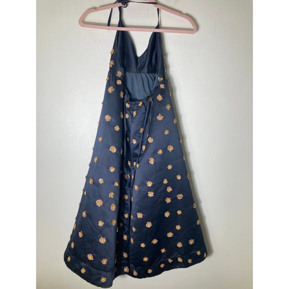 Dhruv Kapoor Navy With Flower Beads Special Occassion Dress Sz 0 - Picture 1 of 3